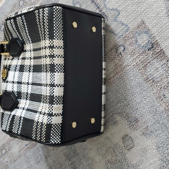 Tory Burch Robinson Plaid Boston Satchel Bag Purse with Crossbody Strap - Picture 9 of 16